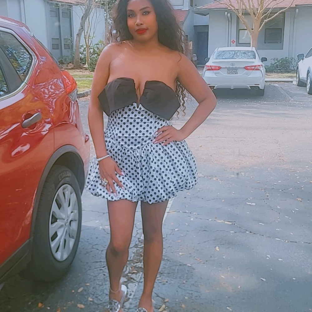 Women's Black and White Polka Dot Dress